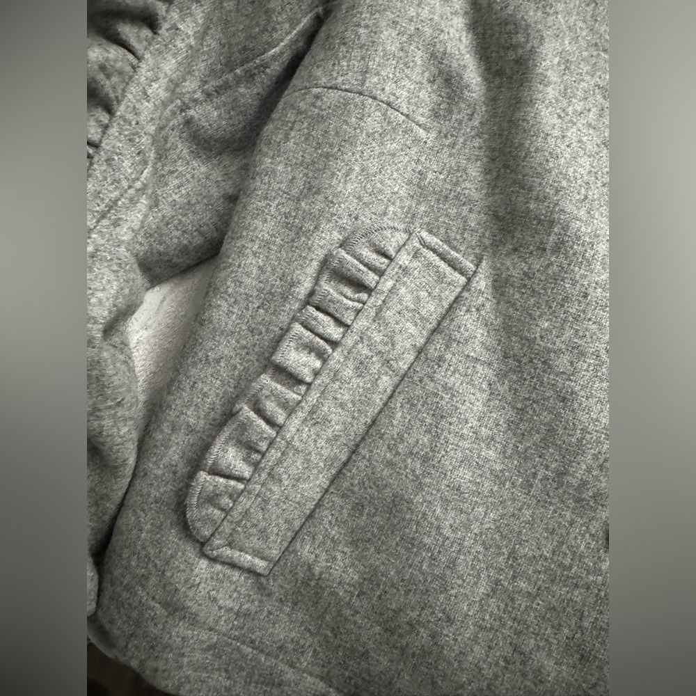 Gray Ruffle Sleeve Bomber Jacket - Picture 3 of 6